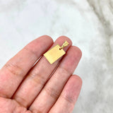 Dije Placa Rectangular Ángel 1.2gr / 2.1cm-1cm / Bordes Lisos Oro Amarillo ©