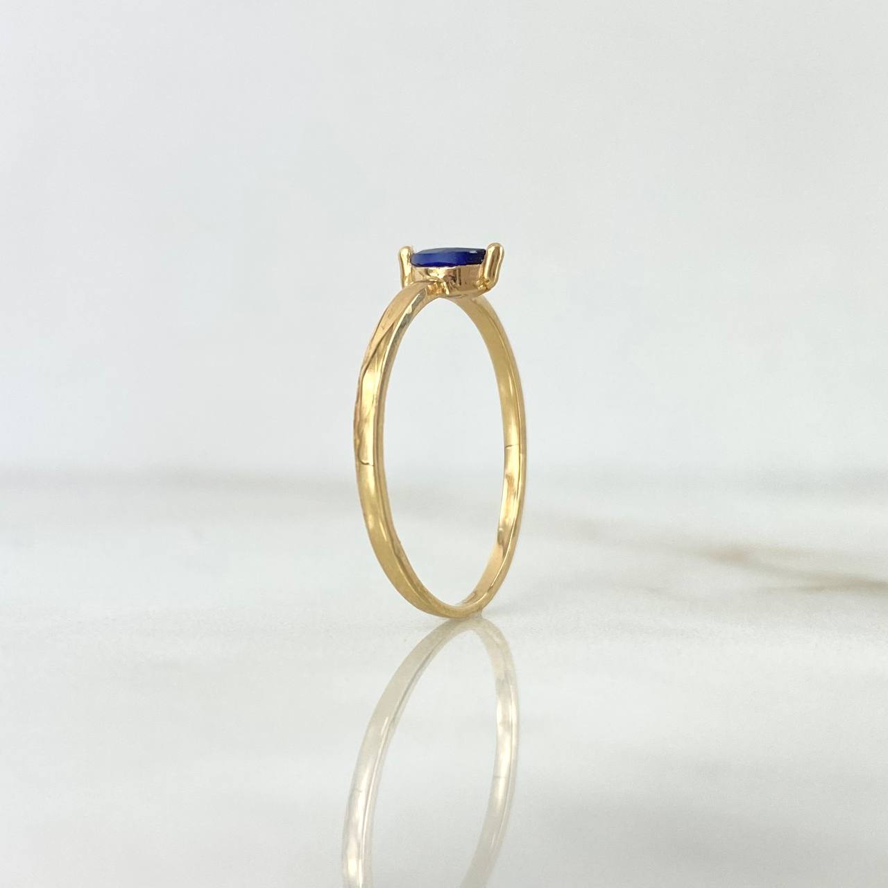 Anillo Solitario Petalo 1.1gr / T6 / Circon Azul Oro Amarillo ©