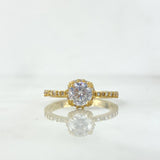 Anillo Halo Circular 2.45gr / T5 1/2 / Circones Blancos Oro Amarillo ©