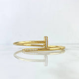 Pulso Aro Clavo 28.5gr / 19cm / 3mm Diamantes Blancos 45pts Oro Amarillo (Joya)