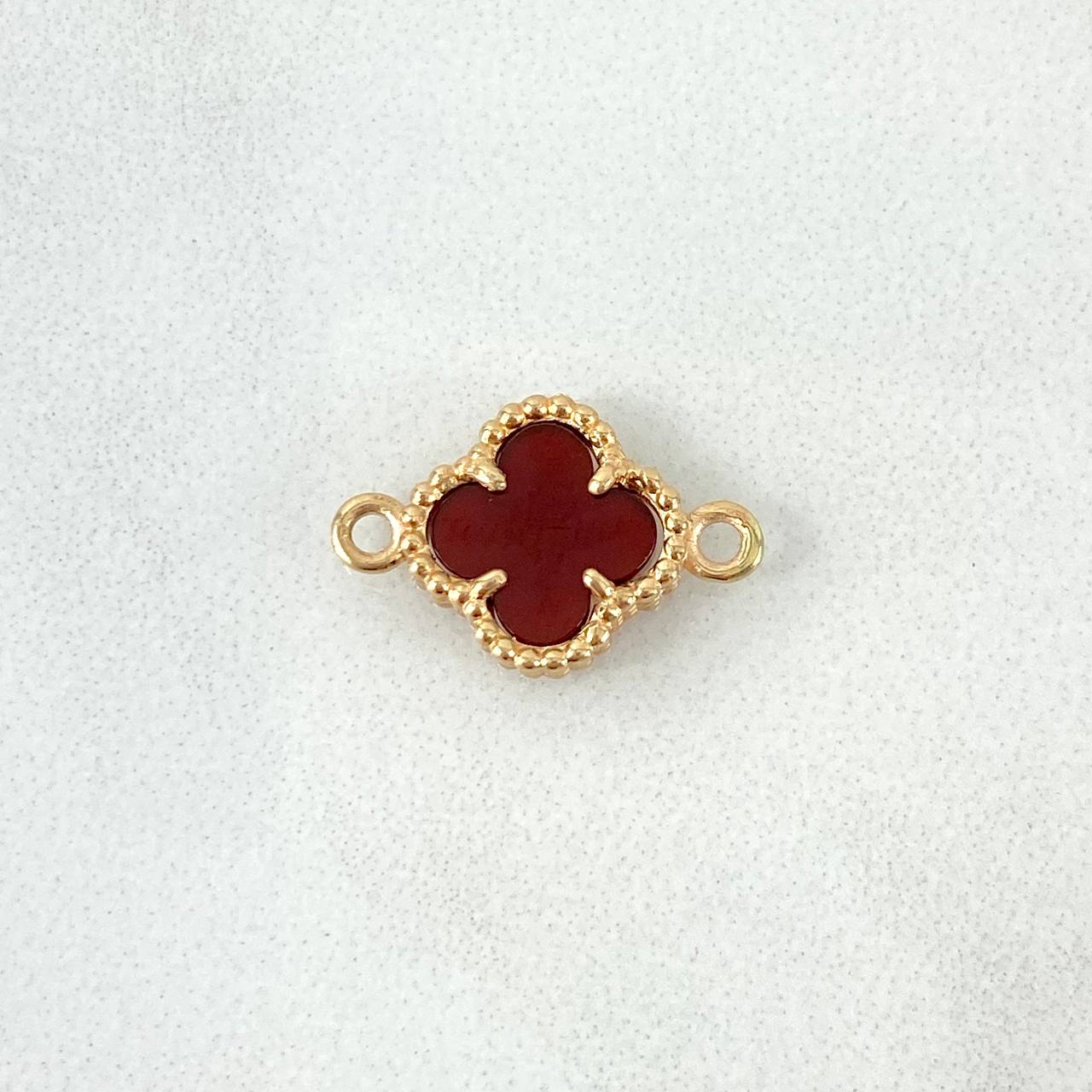 Herraje Trébol VCyA 1.15gr / 1.5cm / Agata Roja Punteada Oro Amarillo Nac.Esp.