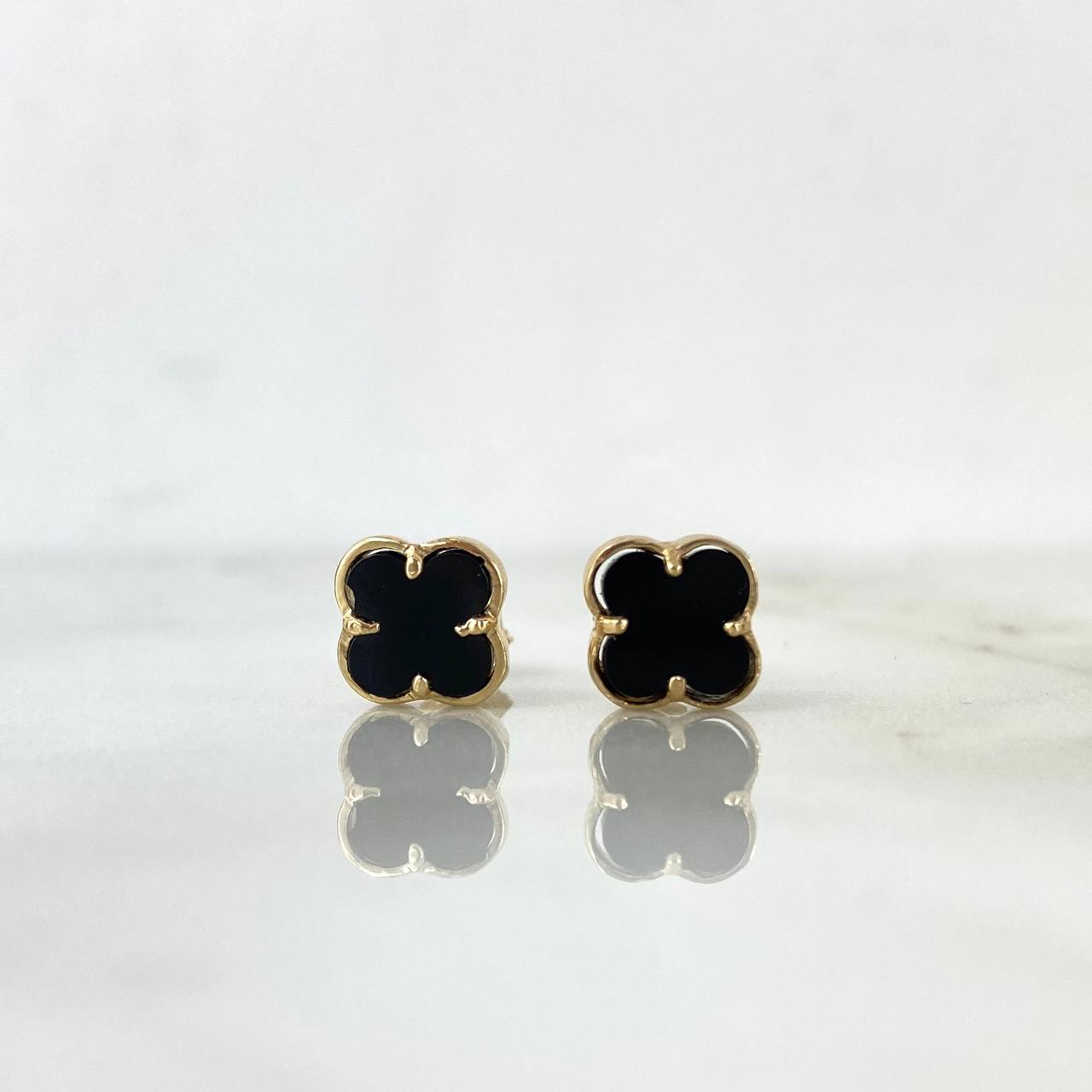 Topos Trébol VCyA 2gr / 0.8cm / Agata Negra Lisa Oro Amarillo Nac.Esp.