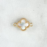 Herraje Trebol Nacar Blanco 0.95gr / 1.5cm / Oro Amarillo 18K