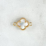 Herraje Trebol Nacar Blanco 0.75 g / 1.5 cm Oro Amarillo 18K