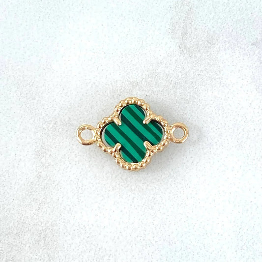 Herraje Trebol Malaquita Verde 0.7 g / 1.5 cm Oro Amarillo 18K