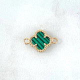 Herraje Trebol Malaquita Verde 0.75 g / 1.5 cm Oro Amarillo 18K