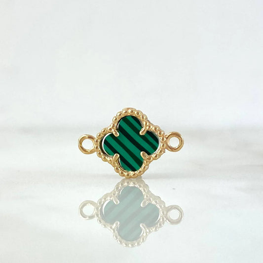 Herraje Trebol Malaquita Verde 0.75 g / 1.5 cm Oro Amarillo 18K