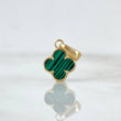 Dije Trébol VCyA 0.95gr / 1.5cm / Malaquita Verde Lisa Oro Amarillo Nac.Esp.