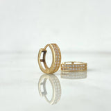 Candongas Carril Doble 1.4gr / 1cm / Circones Blancos Oro Amarillo *