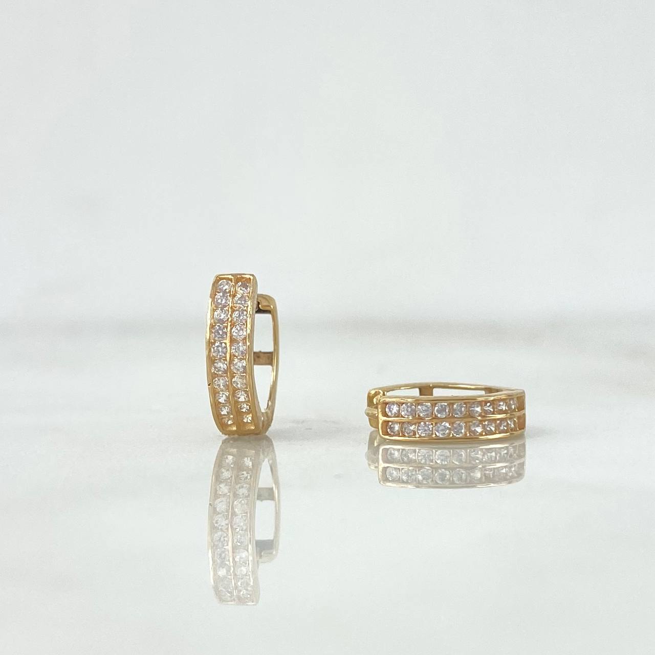 Candongas Carril Doble 1.4gr / 1cm / Circones Blancos Oro Amarillo *
