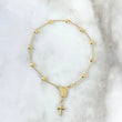 Pulso Denario Virgen Milagrosa 2.5gr / 17.5cm / 4mm Bolas Diamantadas Cruz Lisa Oro Amarillo