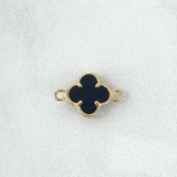 Herraje Trébol VCyA 0.65gr / 1.4cm / Agata Negra Lisa Oro Amarillo Nac.Esp. *