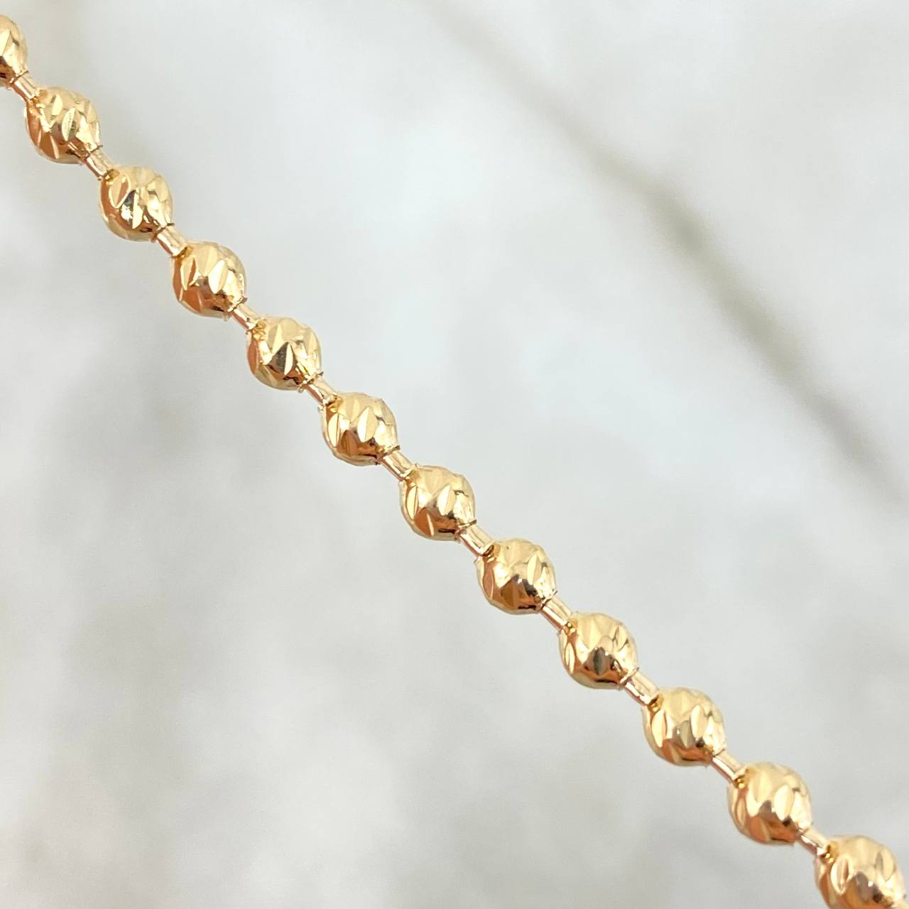 Pulso Militar 6.25gr / 20cm / 3mm Bolas Diamantadas Oro Amarillo