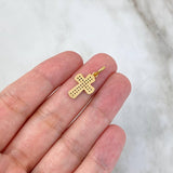 Dije Cruz Bizantina 1.35gr / 2.3cm / Circones Blancos Oro Amarillo ©