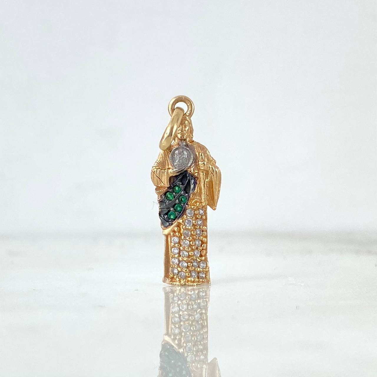 Dije San Judas 1.55gr / 2.7cm / Circones Blancos Verdes Oro Amarillo