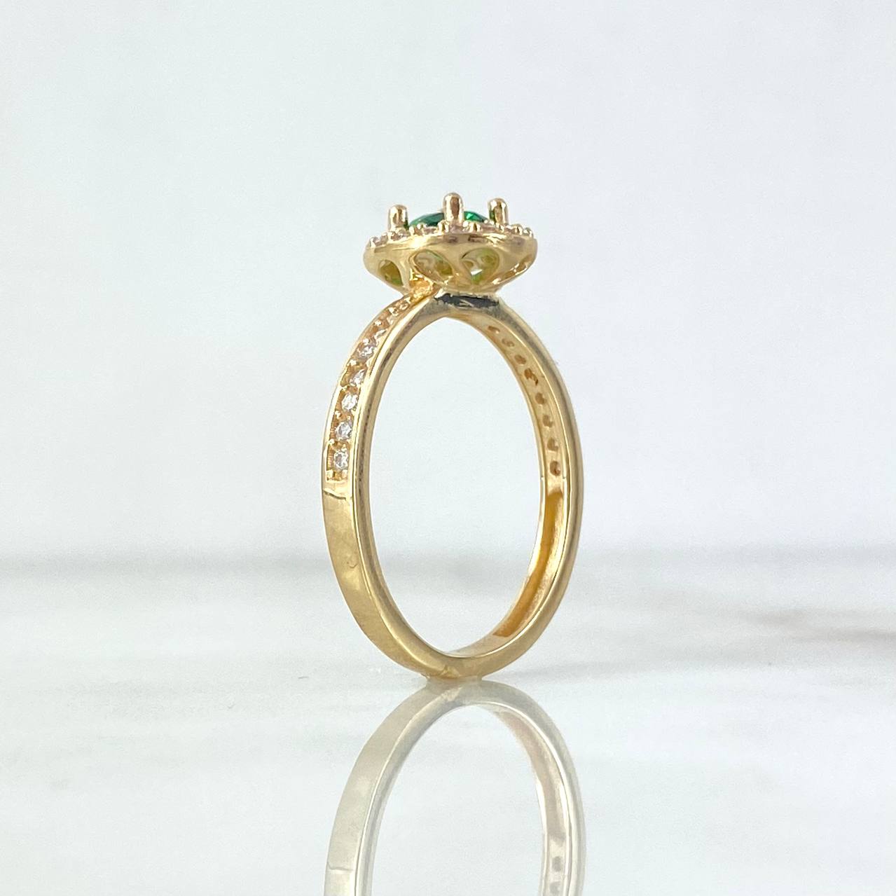 Anillo Solitario Halo 1.9gr / T6 / Circones Blancos Verdes Oro Amarillo