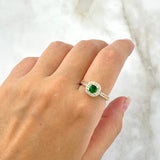 Anillo Solitario Halo 1.9gr / T6 / Circones Blancos Verdes Oro Amarillo