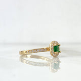 Anillo Solitario Halo 1.9gr / T6 / Circones Blancos Verdes Oro Amarillo