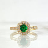 Anillo Solitario Halo 1.9gr / T6 / Circones Blancos Verdes Oro Amarillo