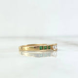 Anillo Solitario Escalonado 2.15gr / T5 / Circones Blancos Verdes Oro Amarillo
