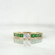 Anillo Solitario Escalonado 2.15gr / T5 / Circones Blancos Verdes Oro Amarillo