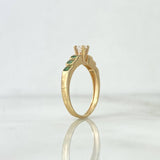 Anillo Solitario Escalonado 2.15gr / T5 / Circones Blancos Verdes Oro Amarillo