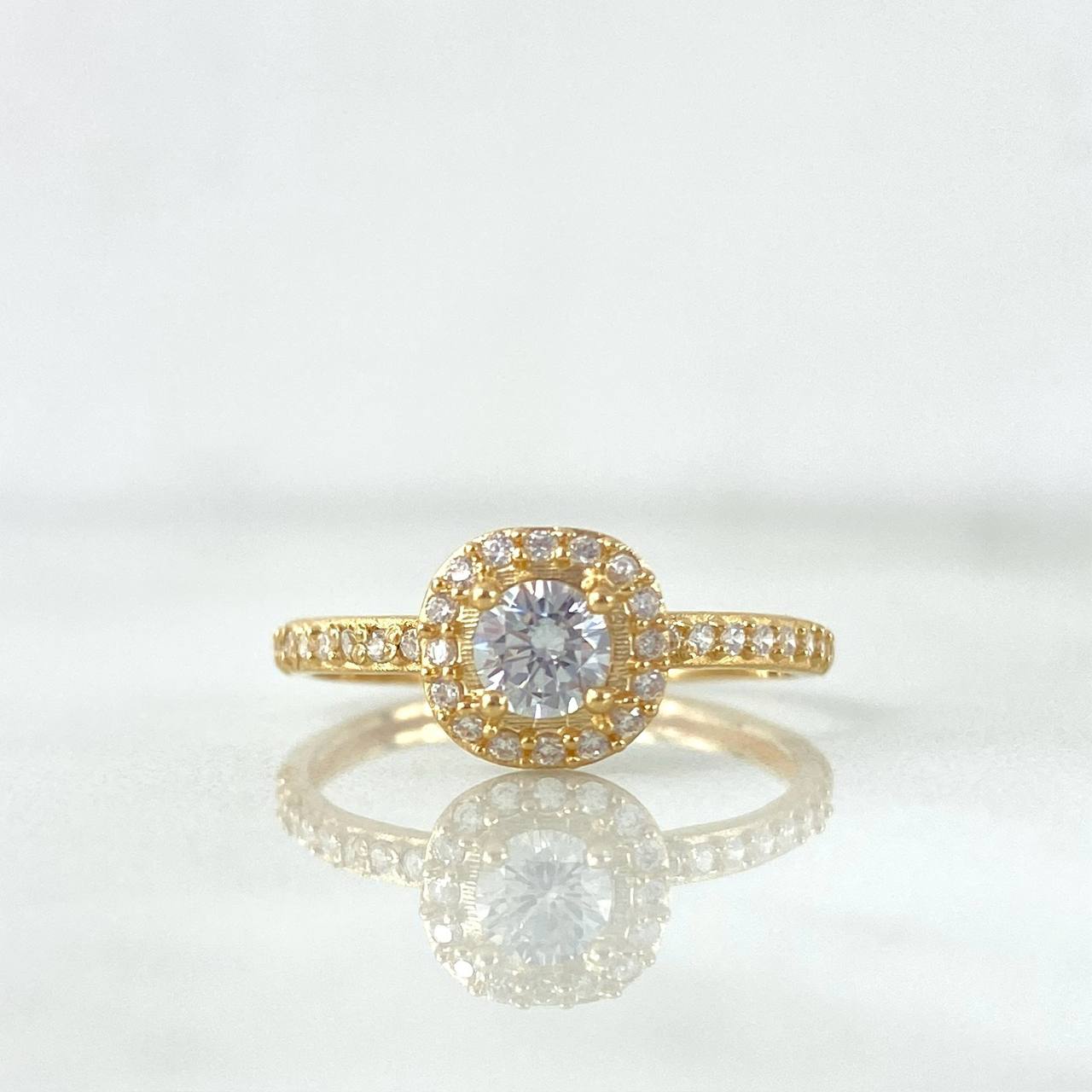 Anillo Solitario Halo 1.7gr / T5 1/2 / Circones Blancos Oro Amarillo
