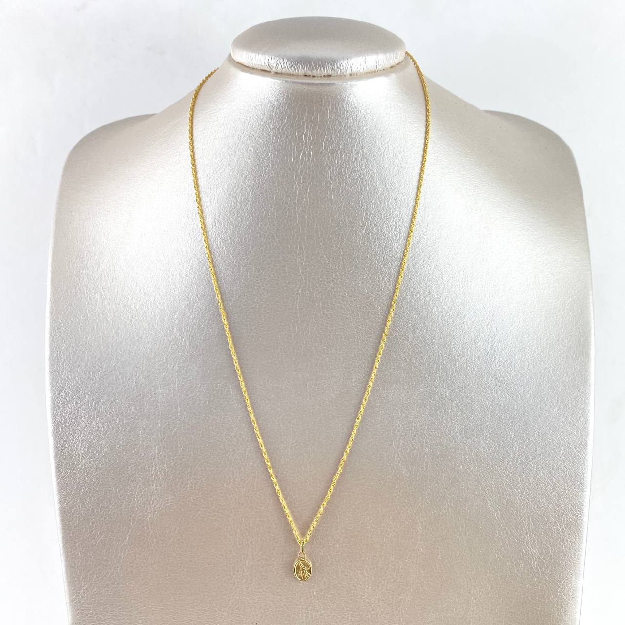 Cadena Lazo 0.9gr / 50cm + Dije San Miguel Arcangel 0.25gr / 1.4cm Mate Oro Amarillo (Oferta)