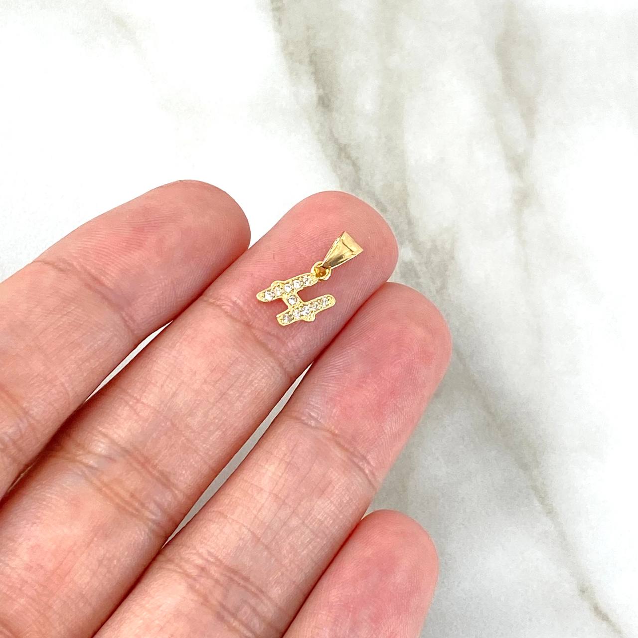 Dije Letra H Silueta 0.35gr / 1.3cm / Circones Blancos Oro Amarillo
