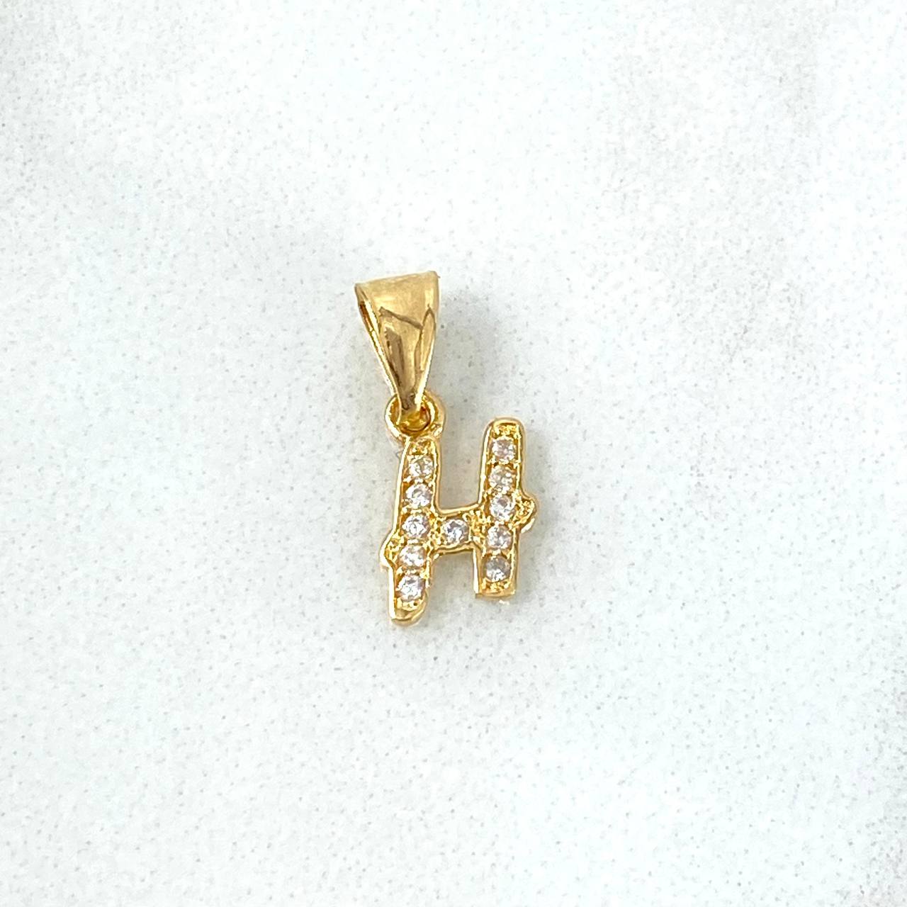 Dije Letra H Silueta 0.35gr / 1.3cm / Circones Blancos Oro Amarillo