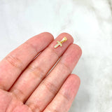 Dije Letra T Silueta 0.25gr / 1.3cm / Circones Blancos Oro Amarillo