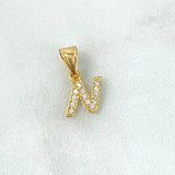 Dije Letra N Silueta 0.4gr / 1.3cm / Circones Blancos Oro Amarillo