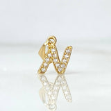 Dije Letra N Silueta 0.4gr / 1.3cm / Circones Blancos Oro Amarillo