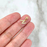 Dije Letra N Silueta 0.4gr / 1.3cm / Circones Blancos Oro Amarillo