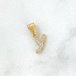 Dije Letra Y Silueta 0.35gr / 1.3cm / Circones Blancos Oro Amarillo