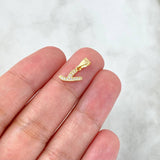 Dije Letra Y Silueta 0.35gr / 1.3cm / Circones Blancos Oro Amarillo