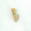 Dije Letra V Silueta 0.3gr / 1.3cm / Circones Blancos Oro Amarillo