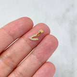 Dije Letra V Silueta 0.3gr / 1.3cm / Circones Blancos Oro Amarillo