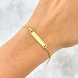 Pulso Aro Seguido 1.25gr / 12.5cm-14cm / 2mm / Placa Rectangular Bordeada Oro Amarillo