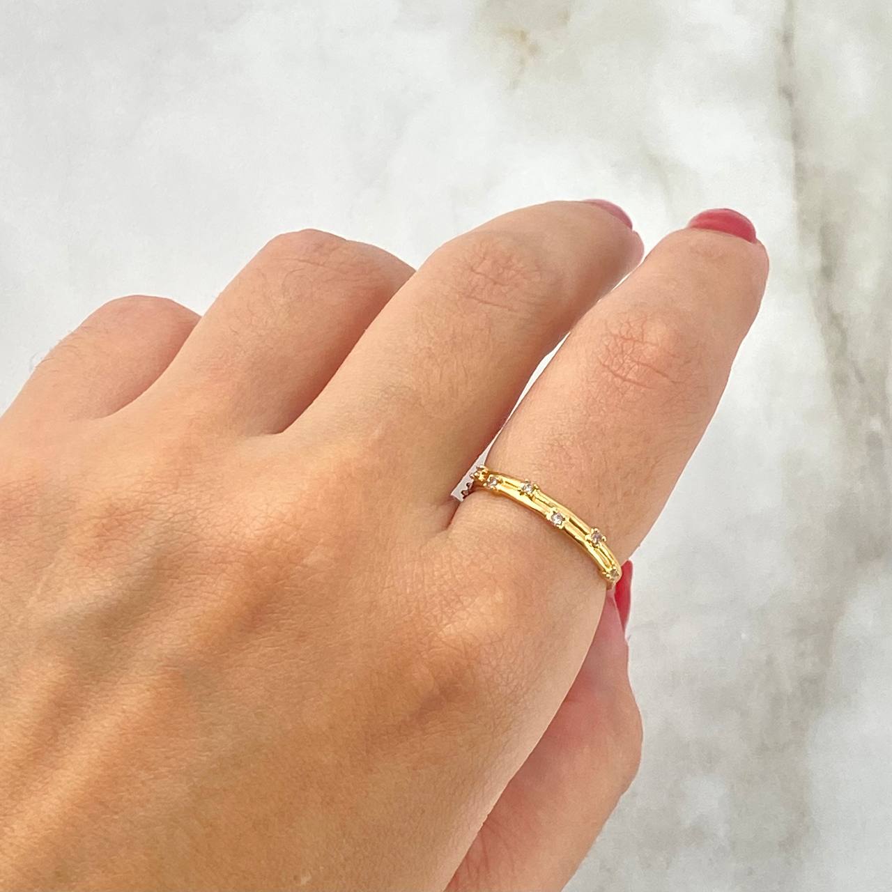 Anillo Corona De Espinas 1.55gr T6 3/4 circones Blancos Oro Amarillo