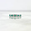 Anillo Barra Presionaria 3.3gr / T7 1/4 / Esmeraldas 40pts / Diamantes Blancos 6pts Oro Blanco (Joya) ©