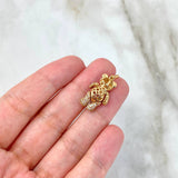 Dije Oso Articulado 4.1gr / 2.5cm / Corbatin Corazón Circones Blancos Fucsias Ojos Negros Oro Amarillo