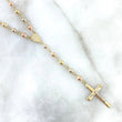 Rosario Virgen Milagrosa 12.35gr / 60cm / 4mm - 5mm Bolas Lisas - Cilindros Diamantados - Cruz Cristo Liso Tres Oros