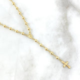 Rosario Virgen Milagrosa 10.8gr / 55cm / 3mm - 4 mm Bolas Lisas - Cilindros Diamantados - Cruz Lisa Oro Amarillo