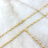Rosario Virgen Milagrosa 11.15gr / 55cm / 3.5mm - 4mm Bolas Lisas - Cilindros Diamantados - Cruz Lisa Oro Amarillo *