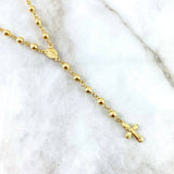 Rosario Virgen Milagrosa 11.15gr / 55cm / 3.5mm - 4mm Bolas Lisas - Cilindros Diamantados - Cruz Lisa Oro Amarillo *