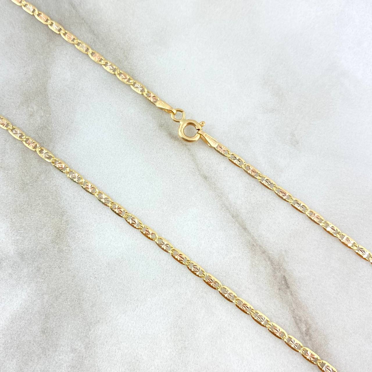 Cadena Plana 3.95gr / 60cm / 2mm Diamantada Tres Oros +3