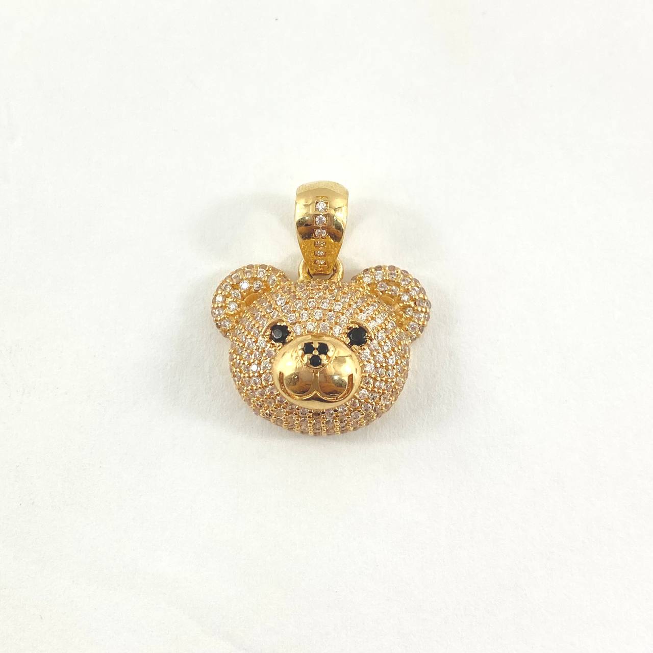 Dije Cabeza de Oso 5.25gr / 2.5cm / Circones Blancos - Negros Oro Amarillo ©