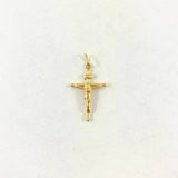 Dije Cruz Cristo 0.75gr / 3cm / Baston Liso Oro Amarillo