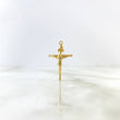 Dije Cruz Cristo 0.75gr / 3cm / Baston Liso Oro Amarillo